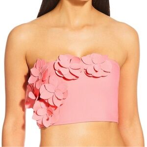 Antonio Melani Rosette Detachable Halter Strap Bandeau Swim Top Orange large